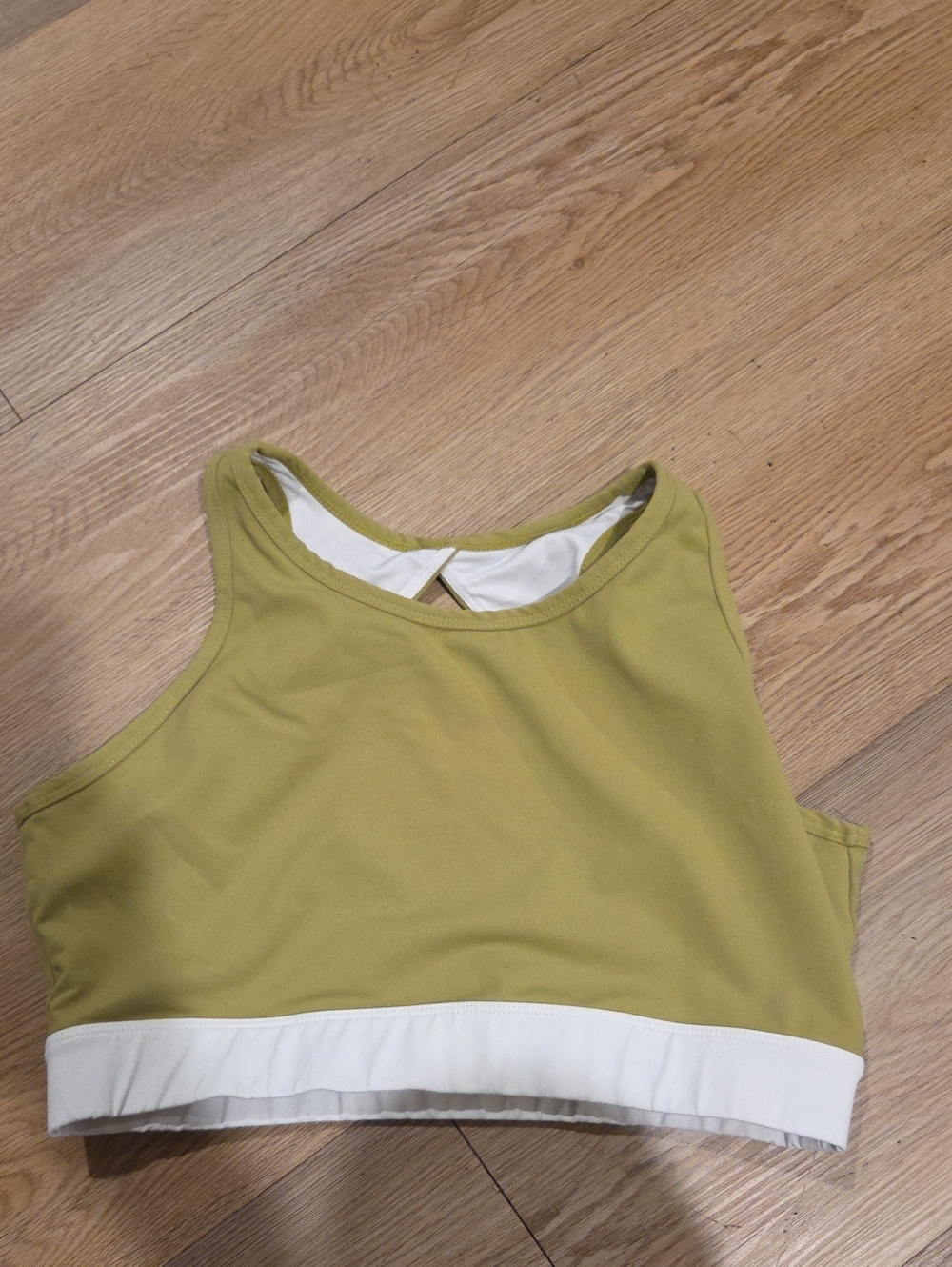 NVGTN Olive Green and White High Neck Sports Bra